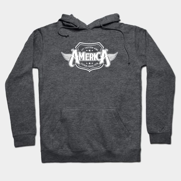 America - Shield Design (White on Asphalt) Hoodie by jepegdesign